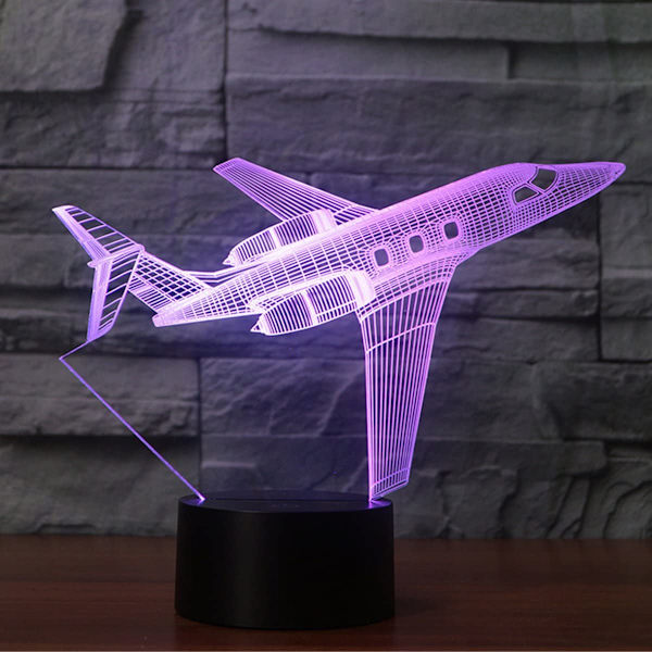 Jetfly USB Bordlampe 3D Lampe Lys LED 7 Farveskift