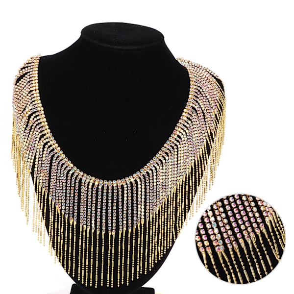 Rhinestone-kjedekopp, skinnende krystallglassdusker, dekorasjon for håndverk, sying, DIY, 1 meter, gull AB-farge