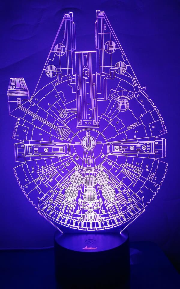 Millennium Falcon 3D Natlampe LED Illusion Lampe Sengelampe D