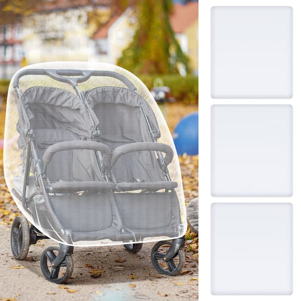 3-pack andningsbart nät dubbel barnvagn myggnät, universellt elastiskt insektskydd för syskonvagnar, liggdelar, vaggor