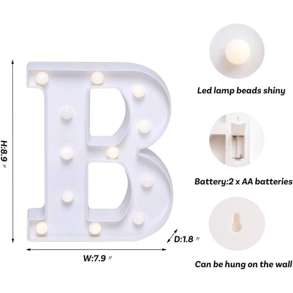 LED-bokstavslampor Alfabetet Ljusskylt för Nattljus Hom