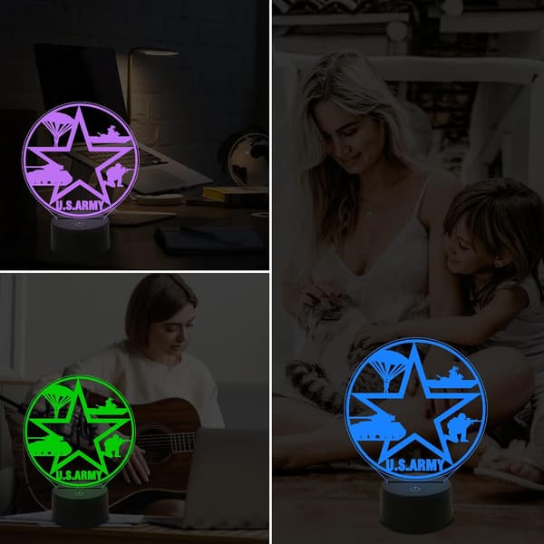 3D Natlampe til US Army Militær, 16 Farver Skift Smart
