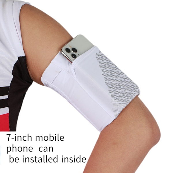 Universell sportarmband för alla mobiltelefoner. Telefonarmband för löpning, fitness och gymträning Passar telefoner upp till 7\"  Vit  L White L