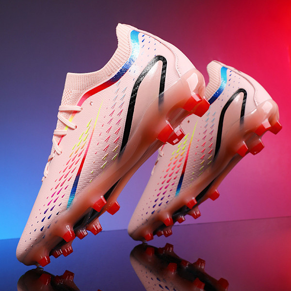 Miami Messi jalkapallokengät, uudet pitkät piikit, miesten ja naisten sisä- ja ulkokenttien jalkapallokengät isoille pojille AG/FG Pink 42
