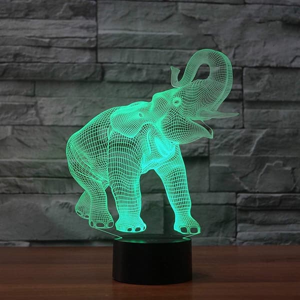 3D Elefant Nattlampa USB-driven Fjärrkontroll Touch Swi