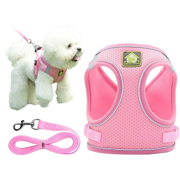 Pet Dog Cat Sele koppel Set, Walking Sele Andas Me Pink XS