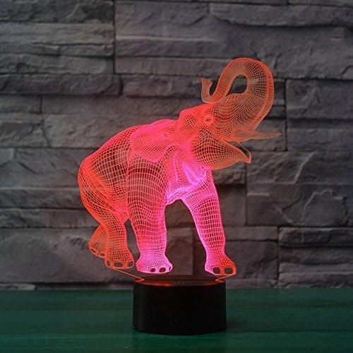 3D Elefant Nattlys USB-drevet Fjernkontroll Berørings Swi