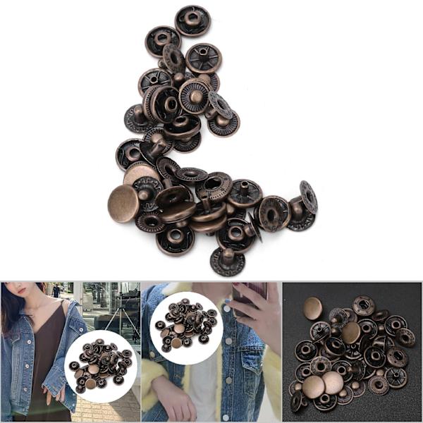 50 sett rene messing trykknapper runde knapp klær bagasje dekorasjonstilbehør (15mm bronse)