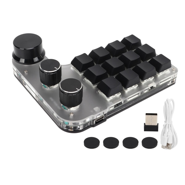Programmerbar tastatur med RGB 3 knott 12 nøkler 2.4G USB mottak Bluetooth DIY multifunksjonstastatur