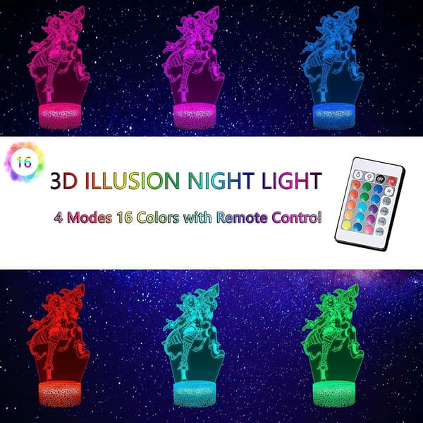 Jinx Arcane Lampe Nattlys for Barn Bursdagsgave 3D Illusionslampe Optisk Led Skrivebordsgaver