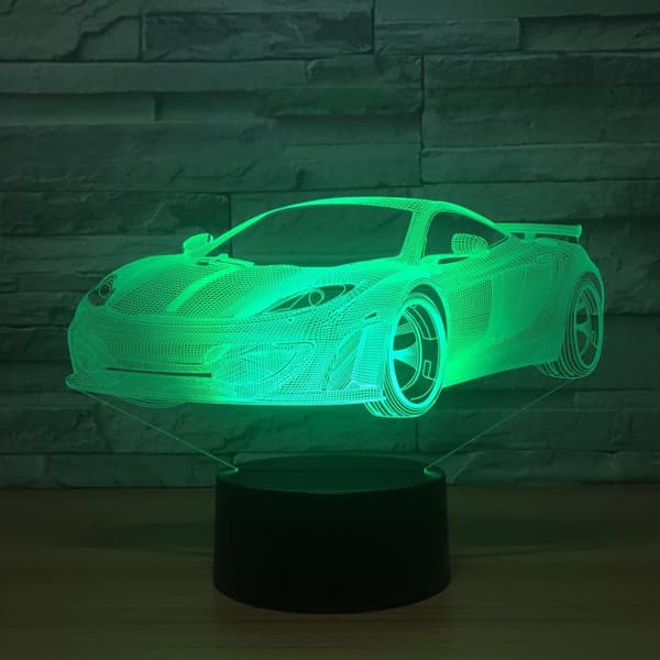 Cool Bil Akryl 3D Hologram Lampe 7 Farveskift Natlampe