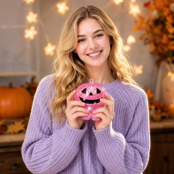 Rosa Transparent Glitterpumpa Squishy Långsam Återhämtning Stresslindrande Fidgetleksak för Halloween pink