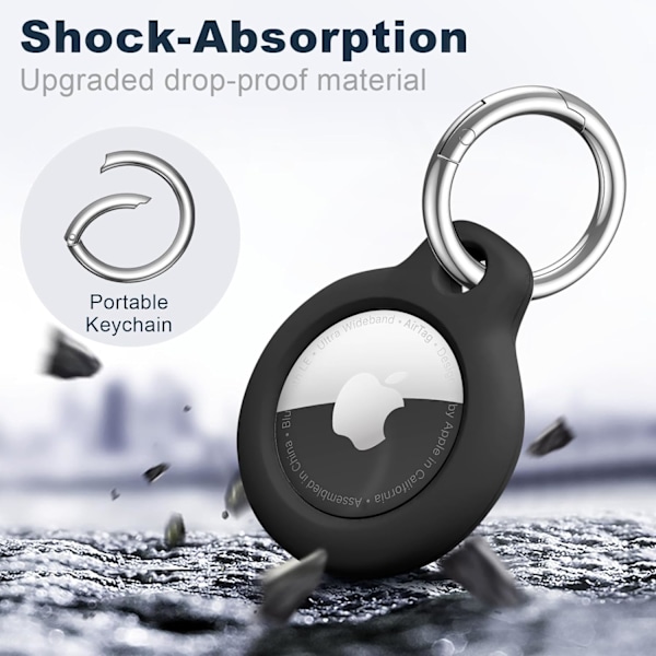 【2-pakkaus】 Airtag-pidike Air Tag -kotelo avaimenperällä, naarmuuntumaton Airtags-avainperä Apple Air Tagseille, Airtag-lisävarusteet GPS-esineiden paikannukseen, Black Pink