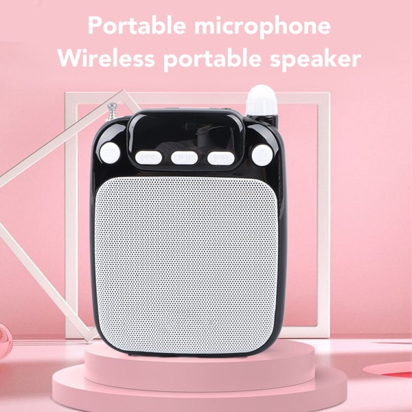 Röstförstärkare Bärbar Uppladdningsbar Bluetooth Röstförstärkare med Trådlös Mikrofon Headset för Lärare Guide Black