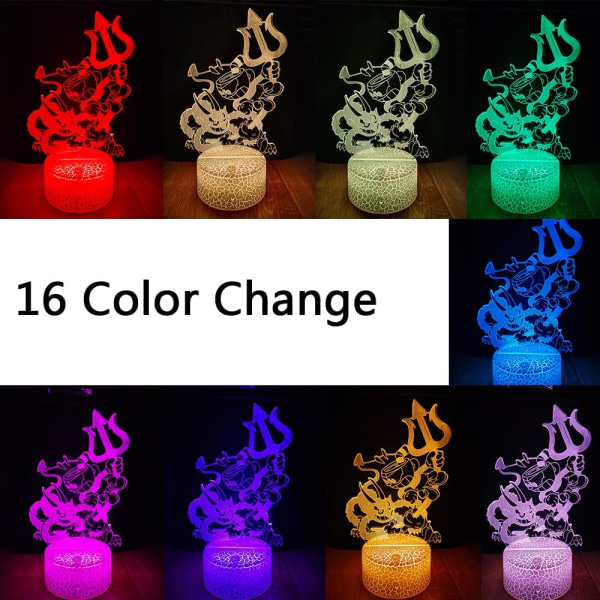 Cuphead Mugman 3D nattljus, 16 färgskiftande tecknad USB