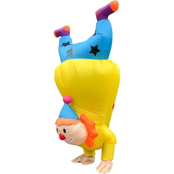 Uppblåsbar Clowndräkt Rolig Uppblåsbar Dräkt Handstående Joker Dräkt Halloween Dräkt Cosplay Fest Parad Karneval Dräkt Yellow