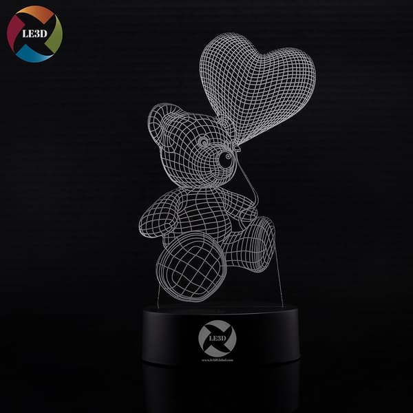 3D Optisk Illusions Natlampe - 7 LED Farveskiftende Lampe