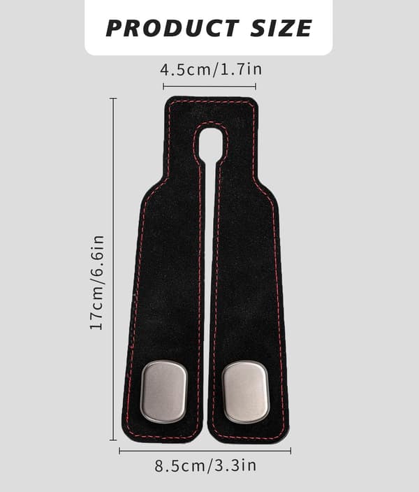 Mocka Bil Nackstöd Krokar 2-Pack: Dubbel Krok Organizer för Väskor, Handväskor & Förvaring i Bilen (Svart/Grå/Brun) Black