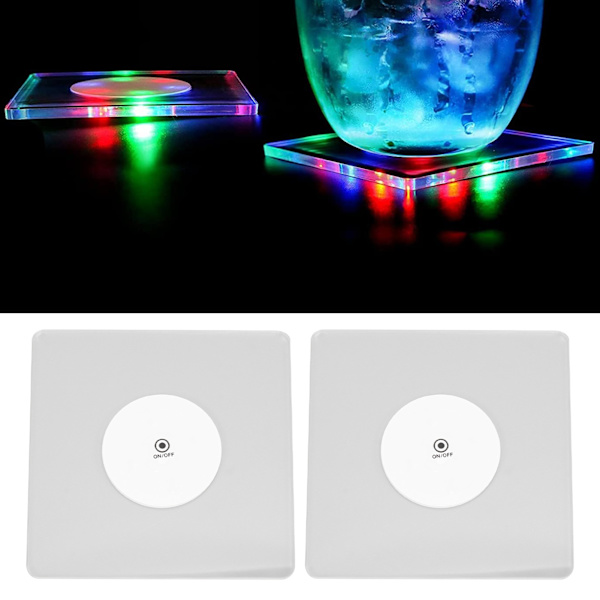 2 stk. LED-lys kopmåtte firkantet akryl justerbar tilstand kop pude base lampe til bar KTV square