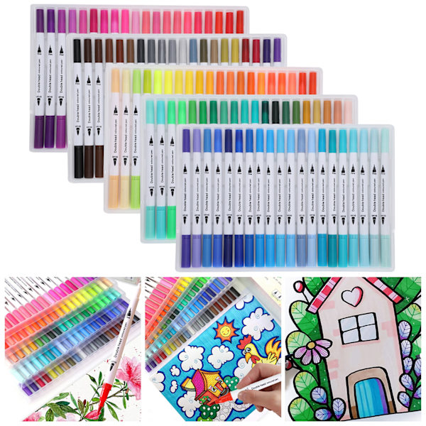 Maleri Akvarel Markører Assorterede Farver Blød FineLiner Tip Dual Pensel Kunst Tilbehør(STBG100 Farve )