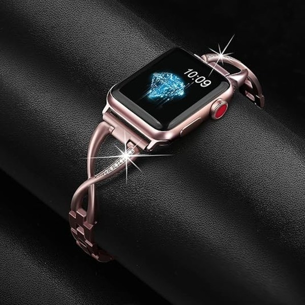 Secbolt Armband Kompatibla med Apple Watch Armband 38mm 40mm 41mm 42mm 44mm 45mm 46mm 49mm Iwatch Serie 8/7/6/5 Dam Elegant Smycke St Rose Gold 38/40/41MM