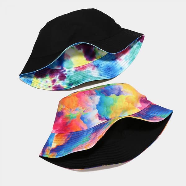 Spand Hat Tie Dye Vendbar Fisker Sommer Strand Solhat S
