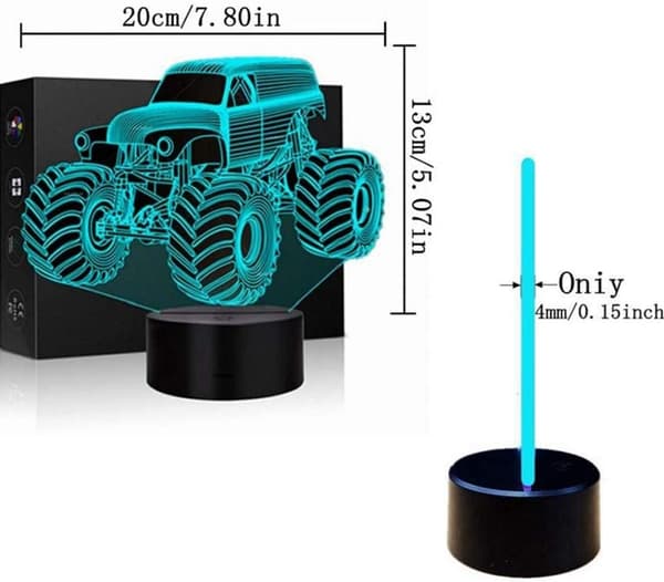 3D Optisk Illusjon Nattlys LED Lampe med 16 Farger