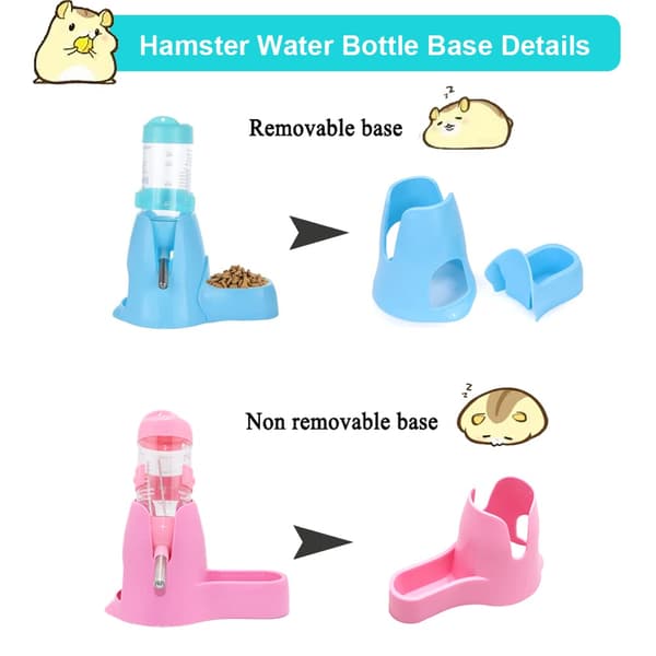 125ML Hamstervandflaske - Med Foderbeholder Basehytte, Drikkedispenser, til Dværghamstere, Rotter, Mus & Gerbiler, Blå Blue
