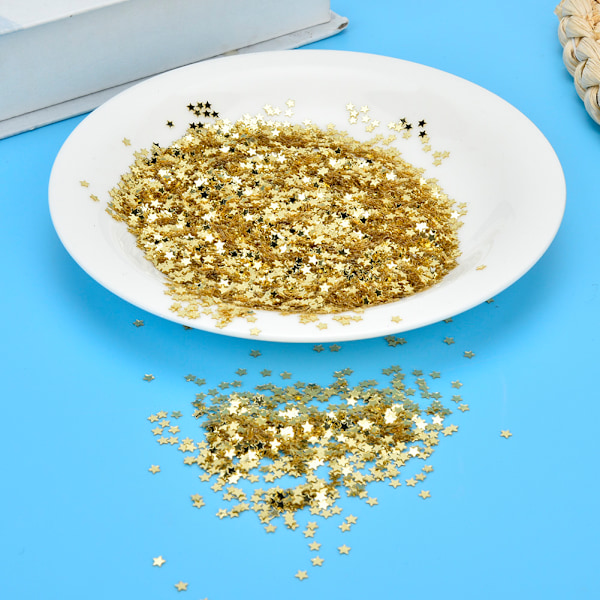 50G DIY PET Ei Reikää Tähden Muotoiset Paljetit Syntymäpäiväjuhlat Vaatteet Tarvikkeet Lisävarusteet (Kultainen)