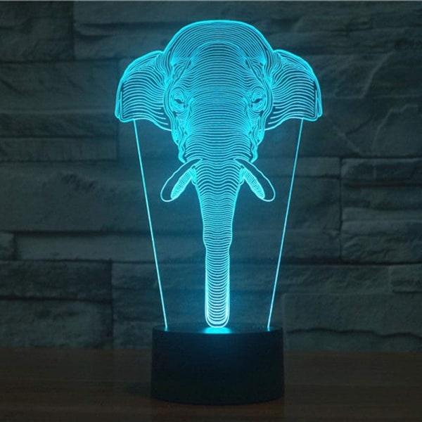 3D LED Vild Varg Optisk Illusion Nattlampa, 7 Färgförändring