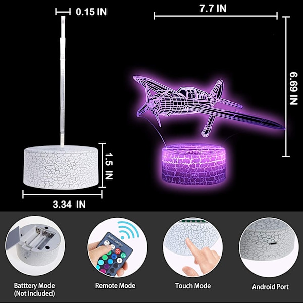 Spiral Fly 3D Illusjon Bordlampe Fly Aircraft Soverom
