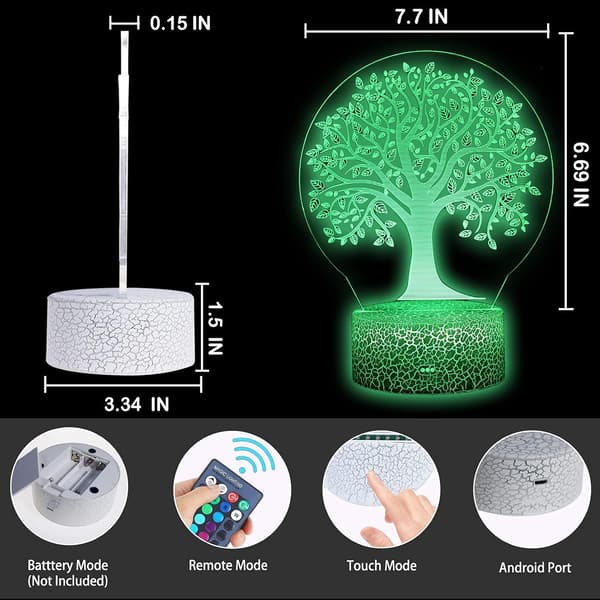 Lucky Tree 3D Illusjon LED Bordlampe Nattlys med Hilsen