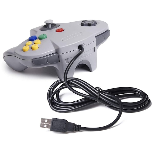 Retro USB-kontroller for N64-spill, N64 Classic USB-kontroller Silver