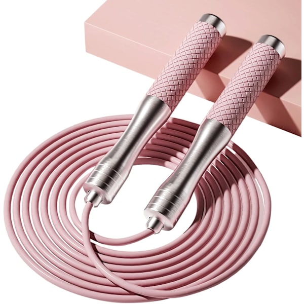 Nopeuden hyppynaru kuntoiluun - Hyppynaru naisille ja miehille harjoitteluun säädettävällä pituudella ja seos- ja silikonikahvalla Pink