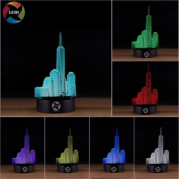 3D Optisk Illusions Natlampe - 7 LED Farveskiftende Lampe