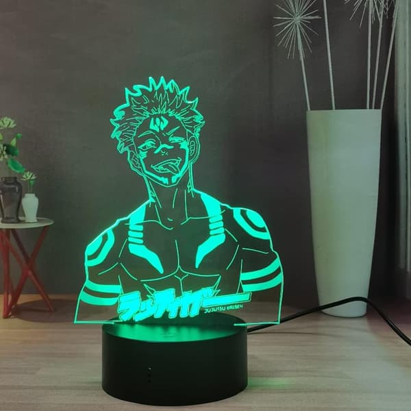 Ryomen Sukuna 3D Natlampe, Anime LED Natlampe, Figur
