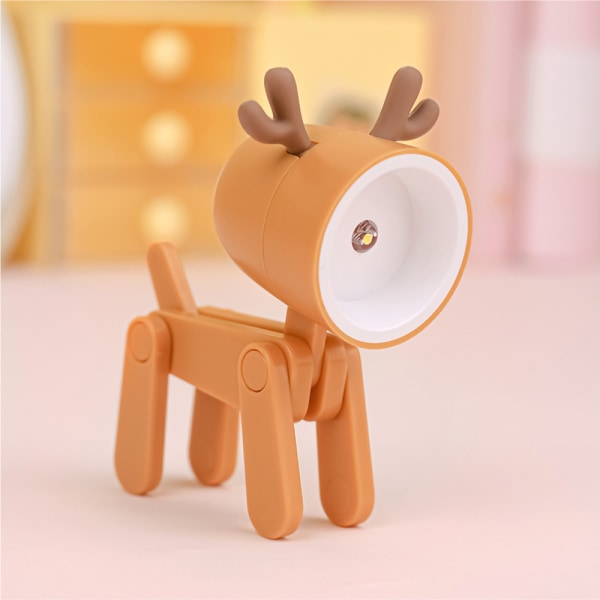 3 kpl Creative LED Mini Silmiensuojaus Yövalo Sarjakuva Deer Taitettava pöytävalo matkapuhelintelineellä