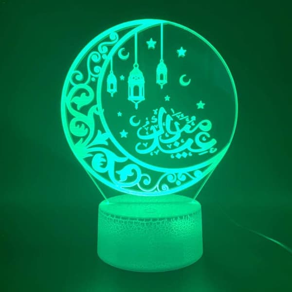 3D Islamisk Muslim Ramadan Natlampe Illusionsnatlampe
