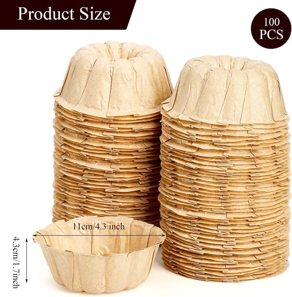 200 stk. 4 tommer rillede bageforme, non-stick papirforme til mini-englekager, scones, bagværk brown