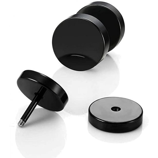 Svarta knappörhängen, 2 par 7 mm rostfritt stål R