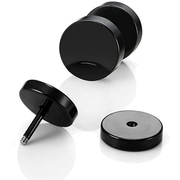 Svarta örhängen med knappar, 2 par 4 mm rostfritt stål R