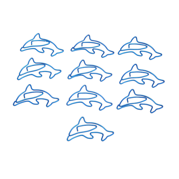 100 stk. Papirclips Unik Delfin Form Letvægts Bærbar Galvaniseringsproces Metal Papirclips Kontorklips