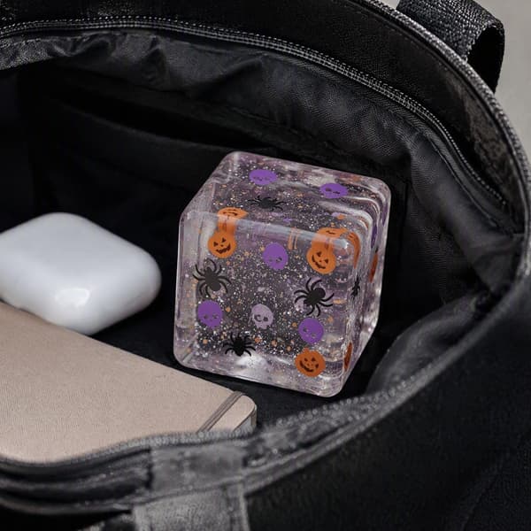 Klar Halloween Fidget Cube, TPR Sakte-rebound Sensorisk Klemmeleke med Tema for Angstlindring og Festdekor Transparency