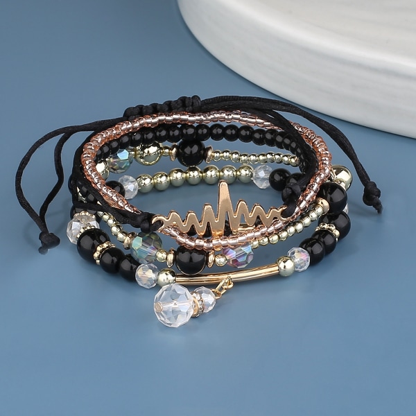 1st Bohemian Beads Armband Set för kvinnor Multilayer Stacka