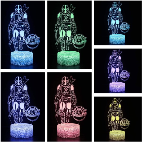 Star Wars Night Light for Boys Mandalorian 3D-lampa med Rem
