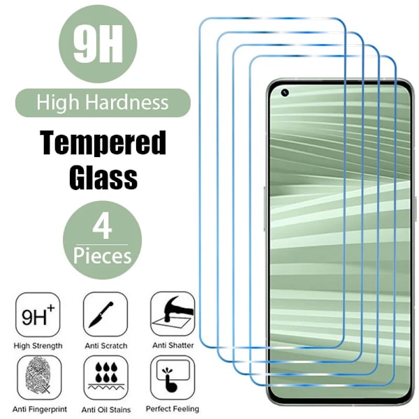 4PCS Härdat glas för Realme 8 Pro skärmskydd glas