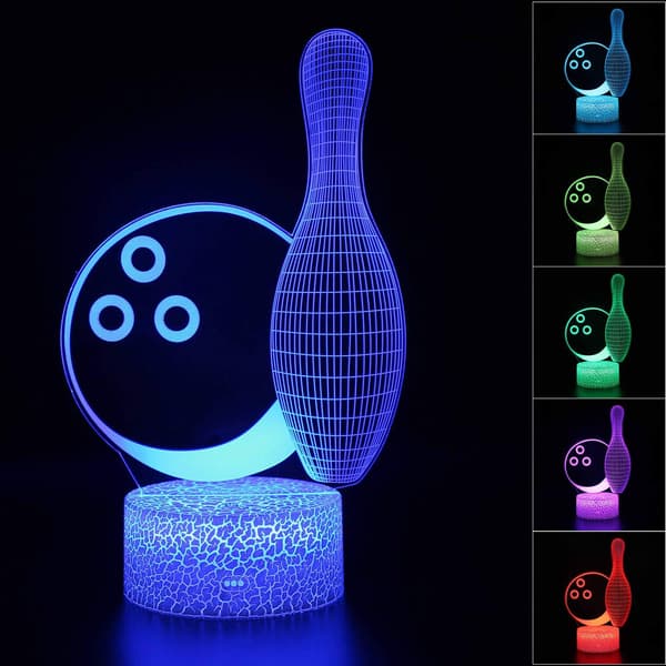 3D Illusion Bowling Night Light Lamp 16 Färgförändring Touch W