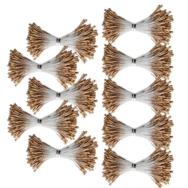 Perle Støv Golden Gips Simulation Dobbelt Ende Kunstig Buket Fremstilling Tilbehør(1mm（#3） 1440)