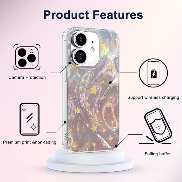Telefon Hard Case Kompatibel med iPhone Case Slim Holographic Fade Star Kvinner Jenter, Hard PC Støtsikker Beskyttende Design iPhone XR