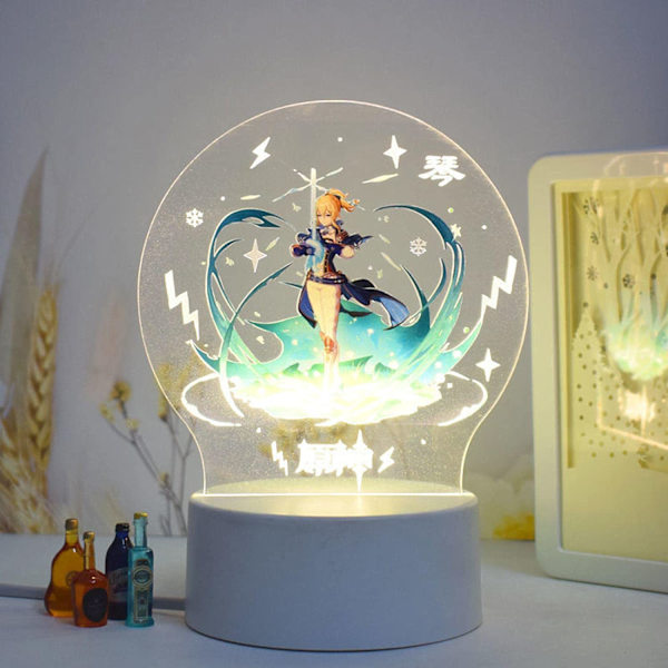 Genshin Impact Barbara 3D LED Akryl Natlampe 7 Farver USB Anime Lampe